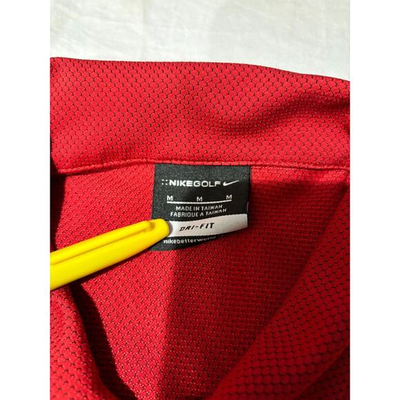 Nike Golf Dri-Fit Polo Shirt Solid Red Men's Size M Short Sleeve Breathable - Picture 5 of 7